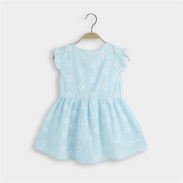 Småbarn Flickor Blommig Tank Klänning Sommar Semester Knäppning Casual Klänningar Light Blue 130cm