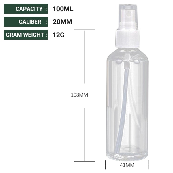 6 st Resor flytande plast transparent sprayflaska 6pcs 100ml