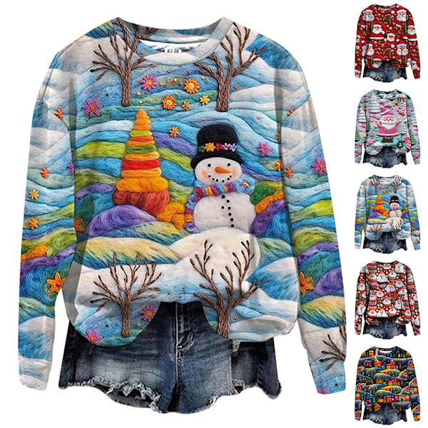 Jultröja för kvinnor, rolig och ful jultomte-design, nyhetströja B M