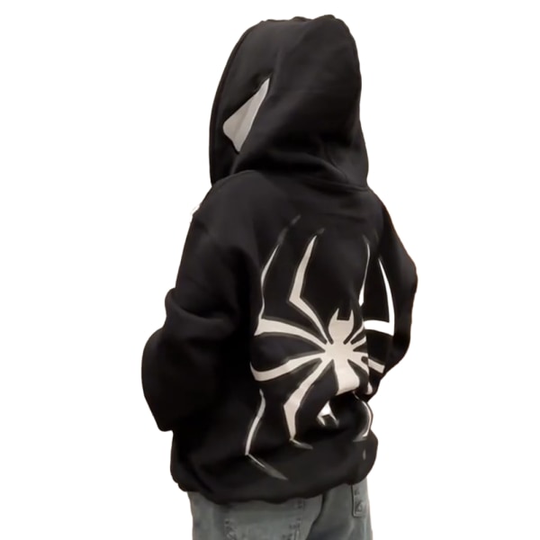Luvtröja dam för män Street Retro Hip Hop Punk Spider Sweatshirt black M