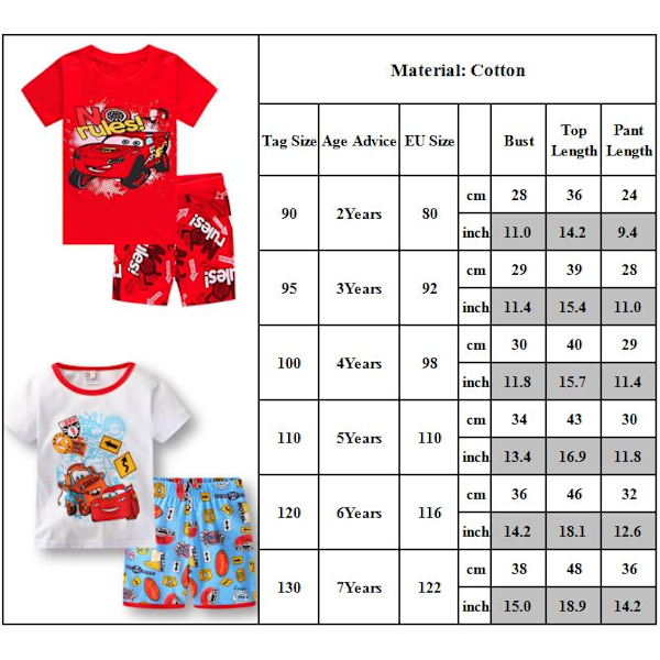Bil Tecknad Barn Pojkar Flickor Söta Tecknade Figurer Pyjamas Set Kortärmad Toppar Shorts Sovkläder Nattkläder Loungewear Outfits #8 120cm