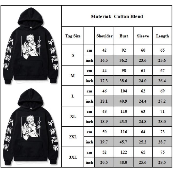 Jujutsu Kaisen Anime Manga Hoodies Herr Ryomen Sukuna Print Sweatshirt Jumper Top M