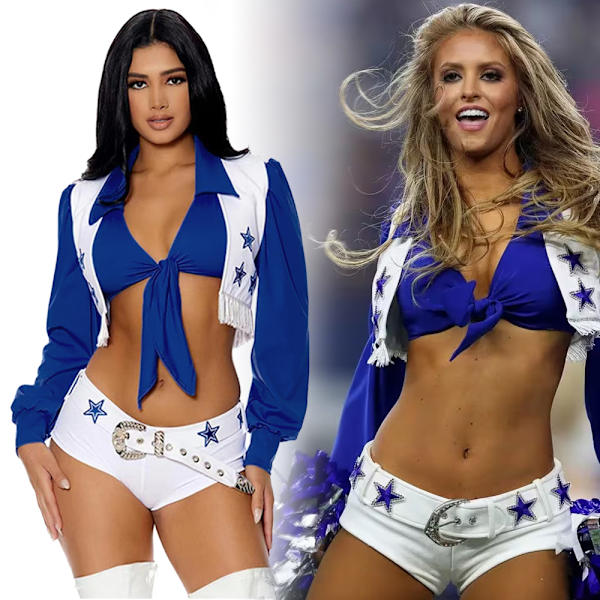 Womens Seeing Stars Dallas Cheerleader Kostym Dallas Cheerleading Uniform High School Cheerleader Dallas Kostym Fotboll Baby Dance 2XL