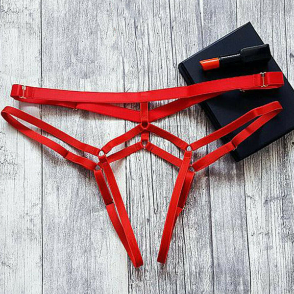 Kvinnors sexiga underkläder Tanga trosor Grenlösa underkläder G-string Red S