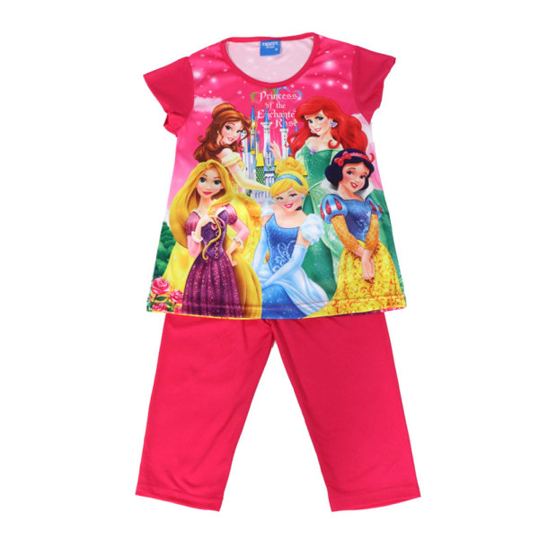 Girls Princess Pyjamas Set T-shirt Byxor Nattkläder Red 3-4 Years