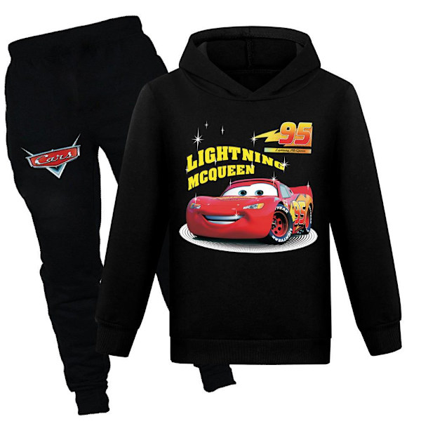 Barn Pojke Bil Tryck Träningsoverall Hoodie Topp + Byxor Outfit Halloween black 140cm