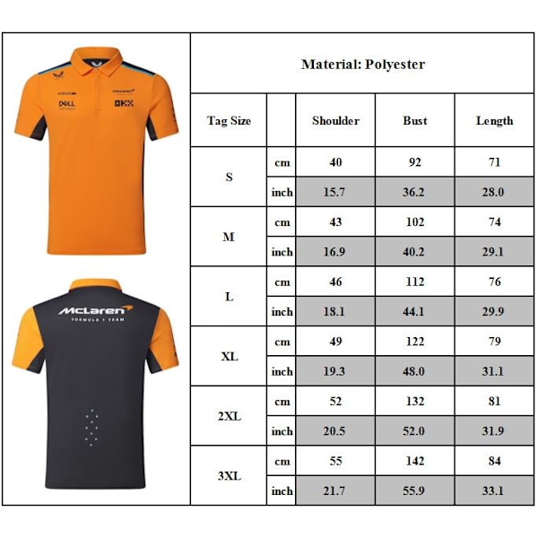 McLaren New F1 Racing Suit Gul Kortärmad Topp Polotröja Team Herr T-shirt L