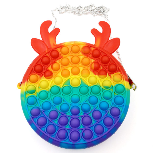 Söt väska Fidget Toys Rainbow Push Bubble Barn leksaksryggsäck Rainbow Antlers