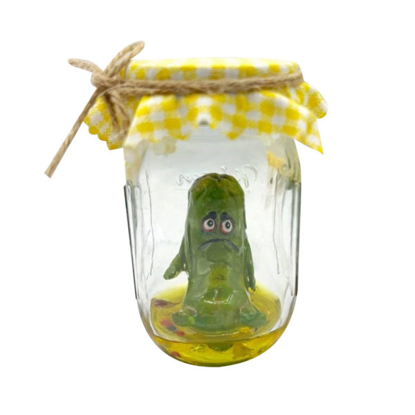 Grumpy Pickle i en burk Skulptur Skrikande Miniatyr Känslomässigt stöd Gåvor B