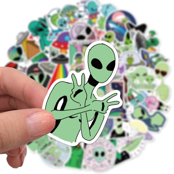 Alien Stickers för Laptop 50PCS Cool Graffiti UFO Human Sticker