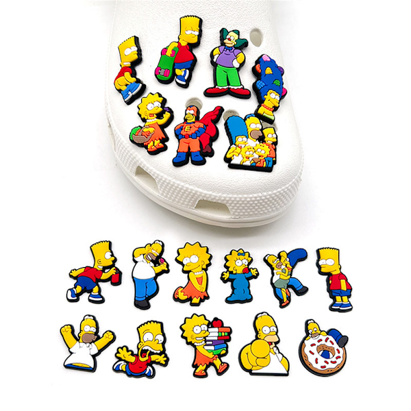 18 kpl Simpsonit sarjakuva kenkien Croc Charms -tarvikkeet Kenkien nappikoristeet 18PCS
