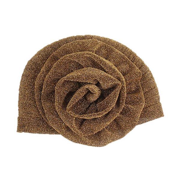 Dammode ljus siden stort blommigt turbanhatt retro turban Golden