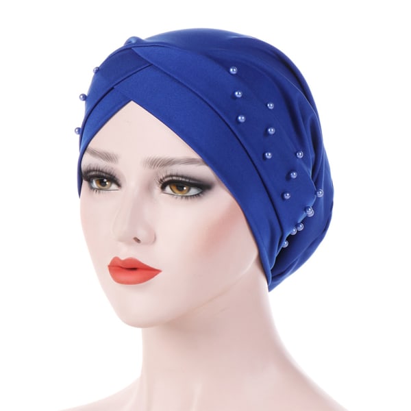 Kvinnors mode kors huvudduk cap och enkel gammal huvudduk Royal blue 56-58cm