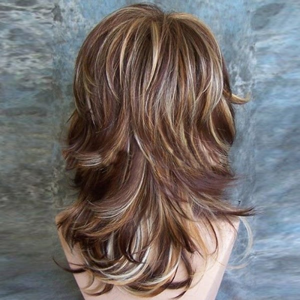 Europeiska och amerikanska långt lockigt hår blandad färg mode peruk Color mixing 40cm