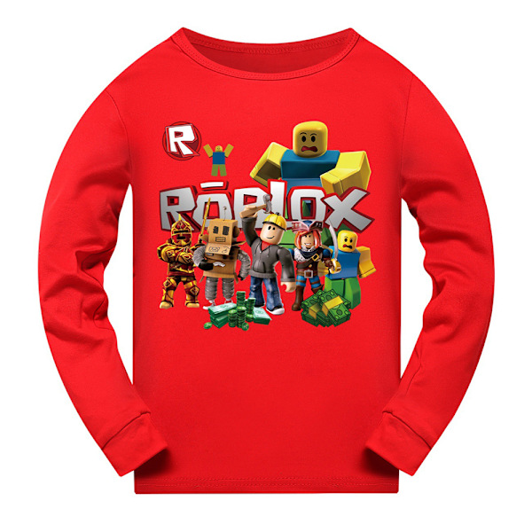 7-14 år barn pojkar flickor Roblox spel långärmad topp och byxor pyjamas set barn sovkostym outfit Red 160cm