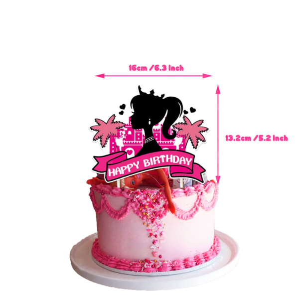 Barbie-tema Födelsedagsfest Tillbehör Ballonger Set Banner Toppers Cake Decor