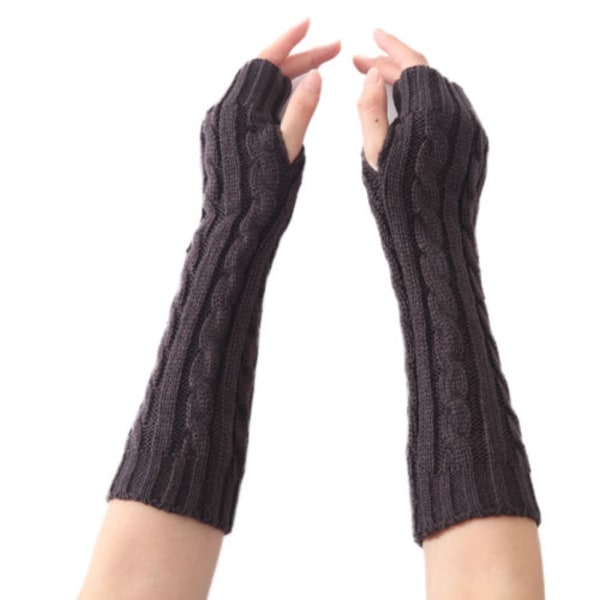 Dam långa rör Twist halvfingerhandskar modetrendhandskar Dark gray