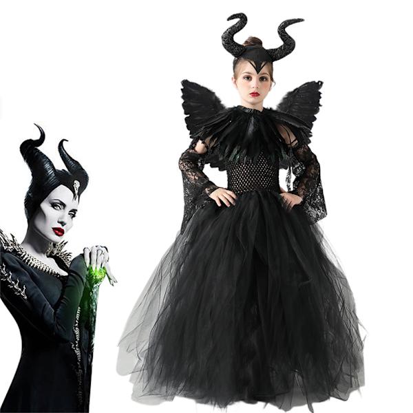 Lasten Tyttöjen Pahatar Paha Kuningatar Cosplay Puku Juhlat Halloween Asu Hieno Prinsessamekko M