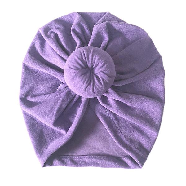 Toddler Baby Cap Cotton Tie Knot Pure Hat Beanie Cap Headwear Purple