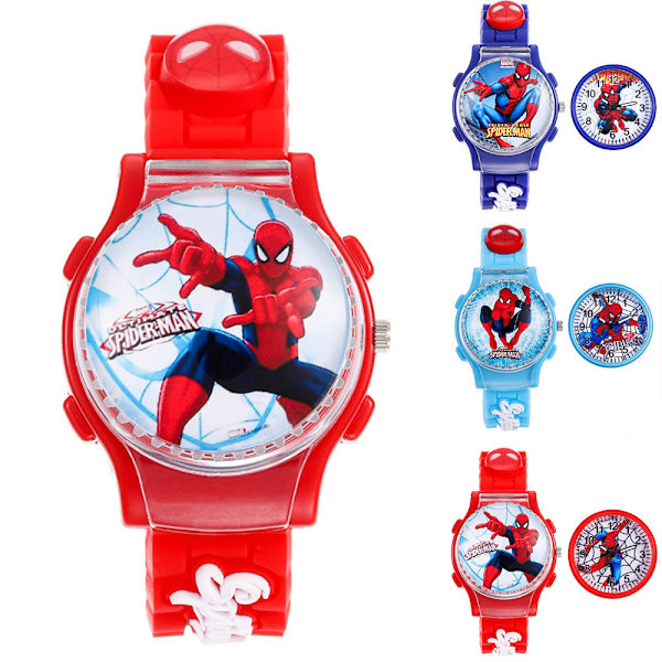 Spiderman armbåndsur til børn med roterende flip-rem, modeure red