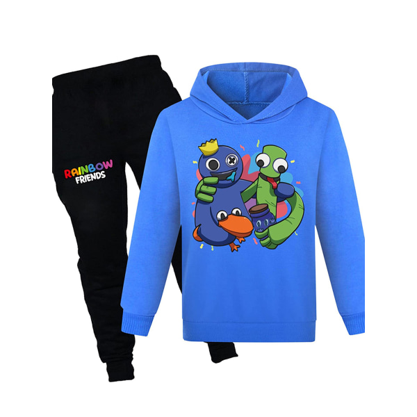 Kid Boy Rainbow Friends Outfits Hoodie Träningsbyxor & byxor set Dark Blue 140cm