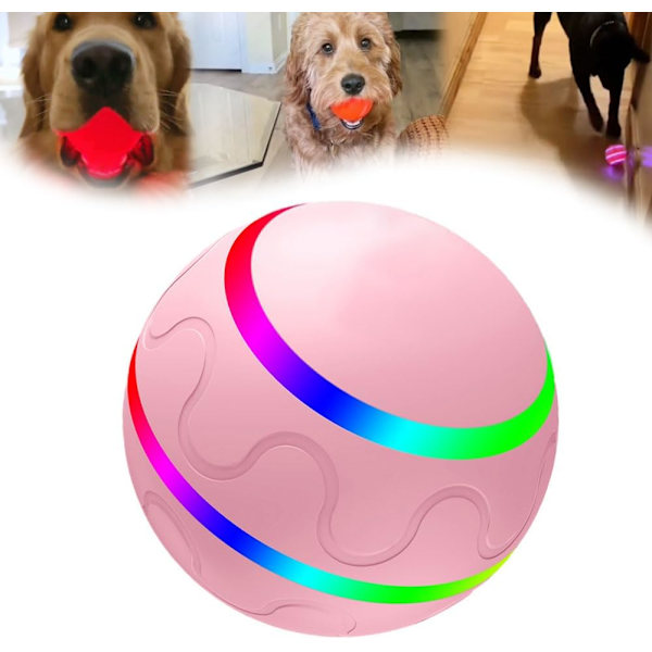 Hundleksak, Vibrerande Hundboll, Uppladdningsbar Automatisk Rörelse Skakande Hundleksak Boll, Interaktiv Rullande Hundboll Leksak Med Ljus, Pink