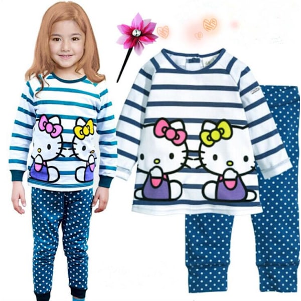 Katie Kids Pojkar Flickor Söta Tecknade Figurer Pyjamas Set Långärmade Toppar Shorts Sovkläder Nattkläder Loungewear Outfits #4 120cm