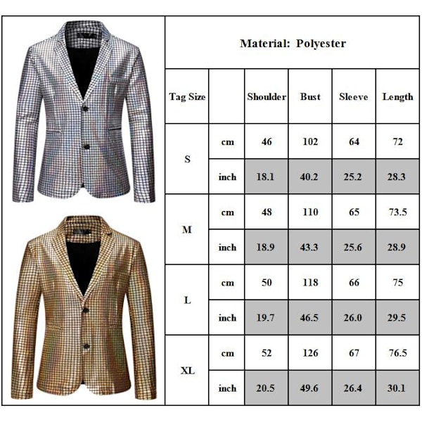 Herr 70-tals Disco Jacka Glänsande Paljett Bling Kavaj Rock Dansfest Bal Kostym Multicolour XL