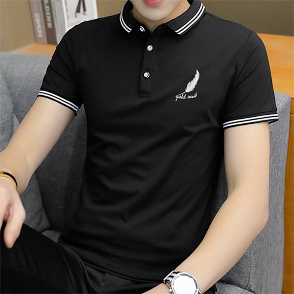 Herr Business Solid Kortärmad Poloskjorta, upp till 5XL Black 2XL