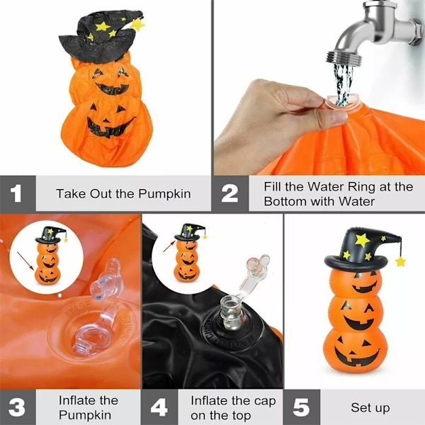 Sød Halloween Dekoration Oppustelig Græskar Spøgelse Display Indendørs Udendørs til Have, Græsplæne, Fest, Højtid Pumpkin