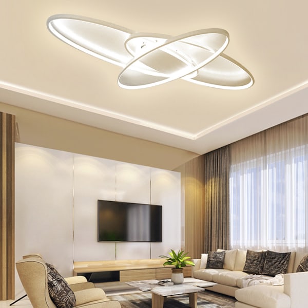 [3 dagers forsendelse] LED stuelampe taklampe - dimbar med fjernkontroll - moderne oval design - spisestuelampe takbelysning White