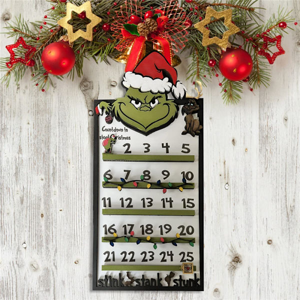 Jul Grinch Nedräkning Adventskalender Väggdekor Xmas