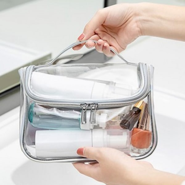 Trendig transparent kosmetikväska för damer Colorful silver
