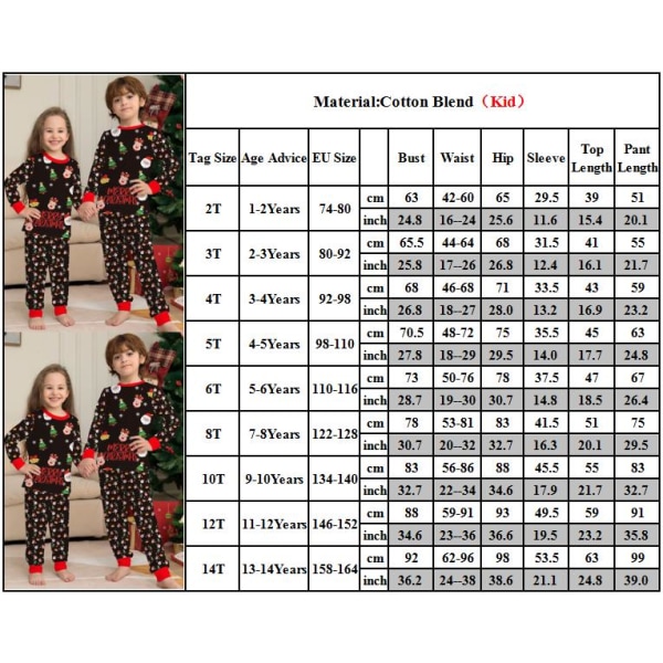 Matchande familjepjamas set jul pyjamas sovkläder Kids 6T
