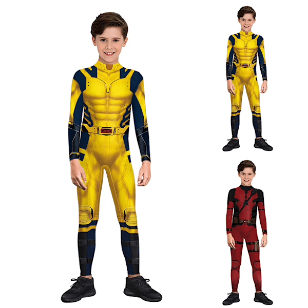 Superhjälte Wolverine Deadpool Cosplay Jumpsuit Wolverine Cosplay Kostym Barn Pojkar Halloween Party Bodysuit Wolverin S