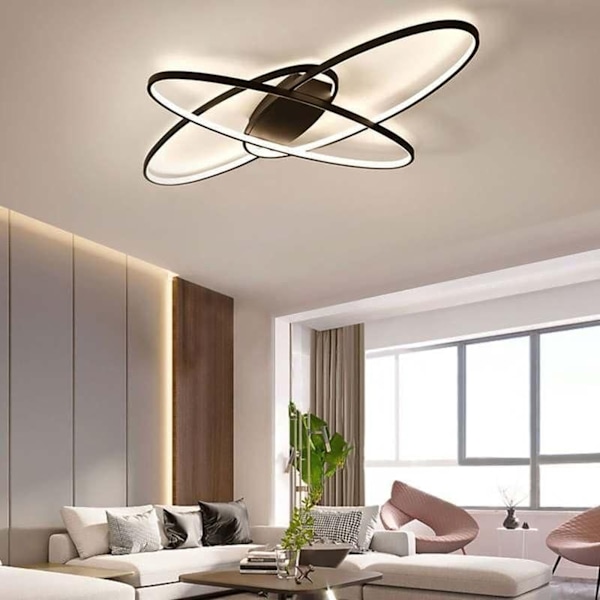 [3 dagers forsendelse] LED stuelampe taklampe - dimbar med fjernkontroll - moderne oval design - spisestuelampe takbelysning Black