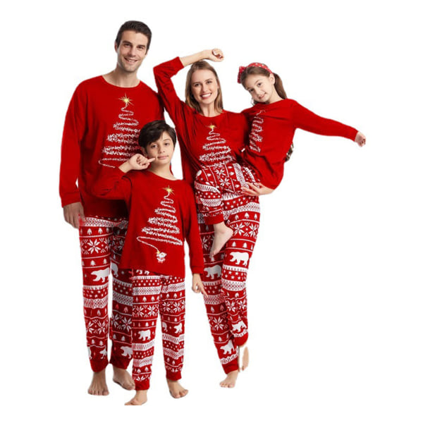 Familjematchande barnens julpyjamas julgran nattkläder Mother 2XL