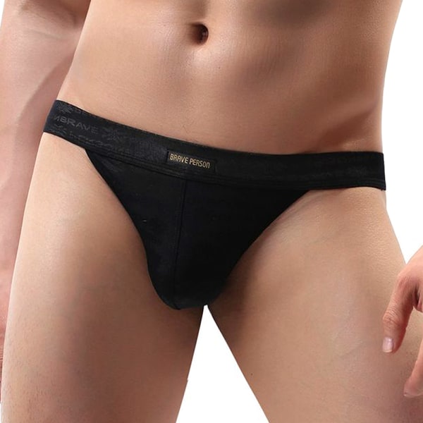 Andningsbara herrtrosor Sexiga underkläder Trosor med låg midja Black XL