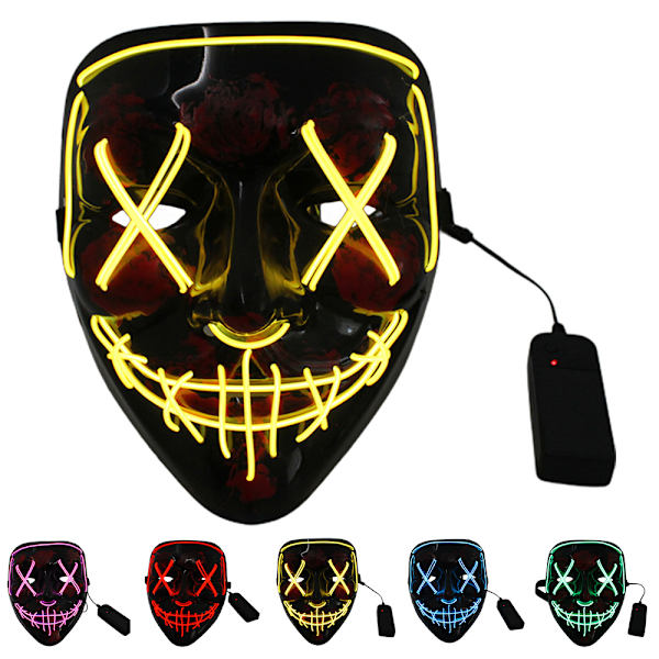 Halloween Mask LED Ljus upp Mask för Halloween Kostym Yellow