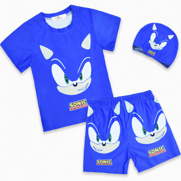3st Boy Cartoon Baddräkt Sonic The Hedgehog Badkläder Set Blue 120cm