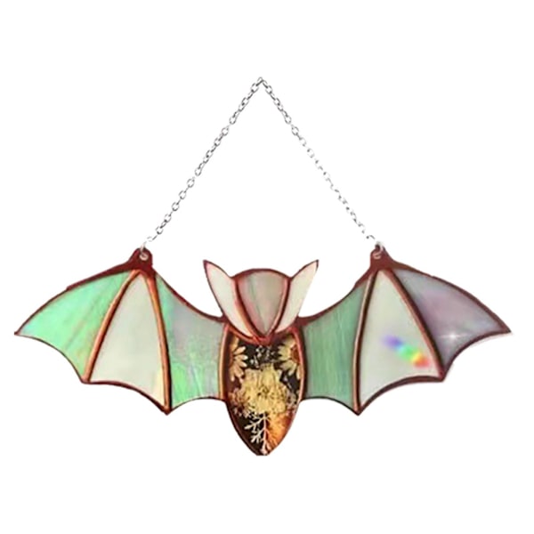 Halloween Färgglad Bat Stained Akryl Solfångare Fönster Vägg Hängande Heminredning B 20*9cm