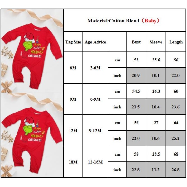 Julklapp Familj Matchande Pyjamas Förälder Barn Hemkläder Kostym Baby 18M
