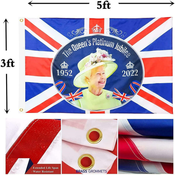Queen's Platinum Jubilee Union Jack OFFICIELL LOGO Flagga