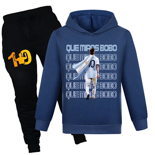 Messi Barn Sport Träningsdräkt Långärmad Huvtröja Sweatpants Casual Outfits Navy blue 150cm