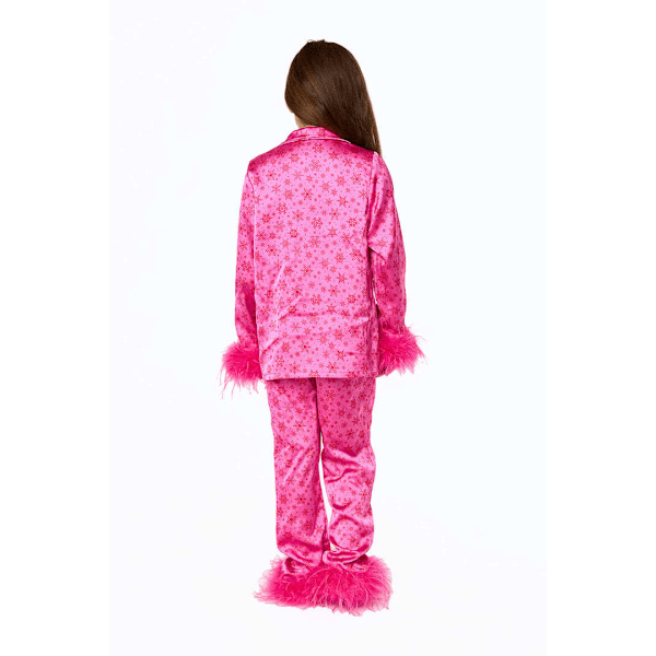 7-13 År Småbarn Flickor Pyjamas Julpyjamas För Små Flickor Små Barn Långärmad Sovkläder Knäppning Satin Pyjamas Set Snowflake 11T