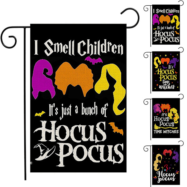 Halloween Hocus Pocus 2 Banner Trädgårdsflagga Dekor för Utomhus A