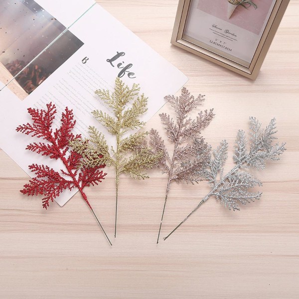 5 st Konstgjorda Blommor Tallbarr Gren Julkrans Dekor Red 5PCS