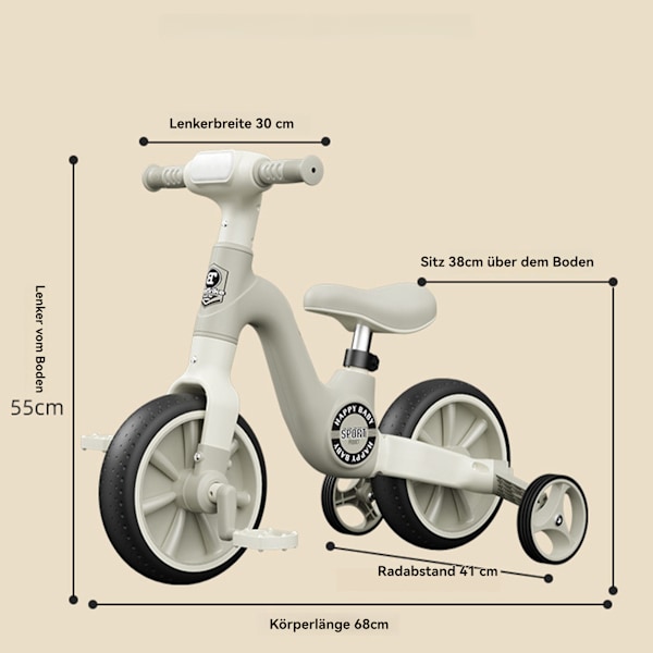 [3 dagars leveranstid] Barncykelsparkcykel för 3-7 år, 4-hjulig sparkcykelleksak, utan pedal, glidande bil, för pojkar och flickor, lastkapacitet upp till 45 kg