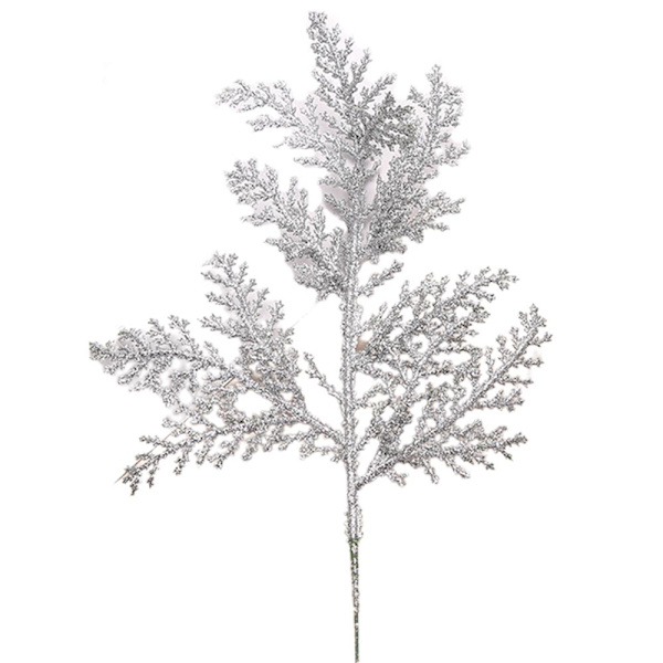 5 stk. kunstige blomster, furublader, gren, julekransdekorasjon silver 5PCS