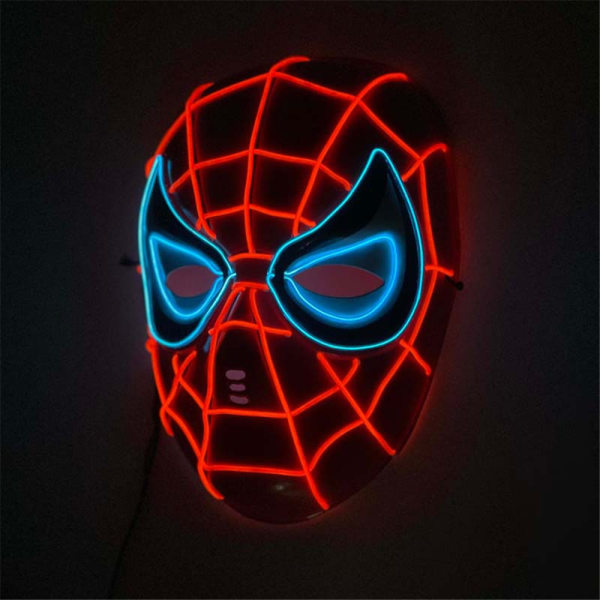 Glödande Spider Man Mask Halloween Mask Maskerad Cosplay rekvisita red